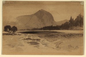 デッサン、ガーデナーズ・リバーの温泉、1871年 作： トーマス・モラン