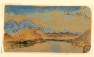 図面、アイダホ州ポートヌフ・キャニオン、おそらく1879年 作： トーマス・モラン