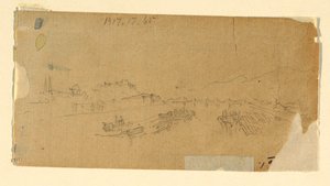 素描「平原から見たティトン」1879年8月28日 作： トーマス・モラン