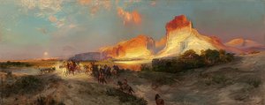 ワイオミング州グリーンリバークリフ。 1881 作： Thomas Moran