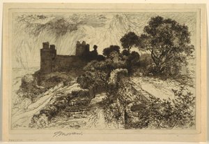 北ウェールズ、ハーレック城 作： Thomas Moran