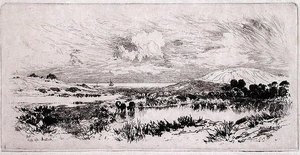 モントーク・ポンド、ロングアイランド 作： Thomas Moran