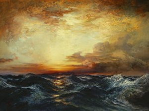 太平洋の日没、1907 作： Thomas Moran