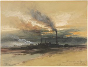 デンバーでの製錬所、1892年。 作： Thomas Moran