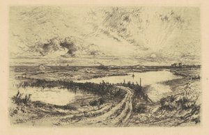日の出 - 池、イーストハンプトン、ロングアイランド 作： Thomas Moran