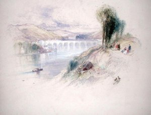 The River Schuylkill （鉛筆・水彩・紙） 作： Thomas Moran