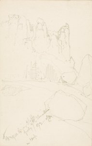 トング・リバー・クリフ（キャンプ中） 作： Thomas Moran