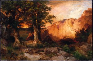 西の日没、1897 作： Thomas Moran