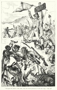 ジョナサン・スウィフトの『ガリバーズ・トラヴェルズ』のイラスト（彫刻）。 作： Thomas Morten