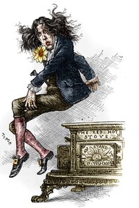 オスカー・ワイルド（1854-1900）が1882年にアメリカを旅行した際に作成したダンディな服装の漫画。トーマス・ナスト（1840-1902）が描いた絵（9月9日付「ハーパース・ウィークリー」）。
