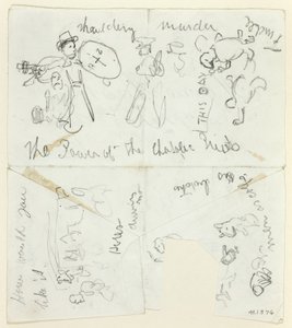 スケッチのシート：カトリック司祭の力（レクト）；スケッチシート（裏面） 作： Thomas Nast