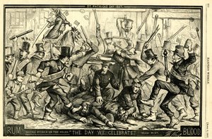 聖パトリックの日、1867年（木の彫刻） 作： Thomas Nast