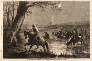 メリーランド侵攻のためポトマック河畔を横断する反乱軍（1862年9月27日付『ハーパーズ・ウィークリー』誌より 作： Thomas Nast