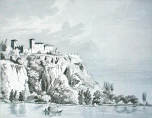 シンプロン峠のマッジョーレ湖畔のカステッロ・ダンゲラ（T.Bruun Neergaard著「Voyage Pittoresque et Historique du Nord d