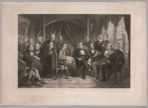 1864年、サニーサイドのワシントンアーヴィングと彼の文学の友人。