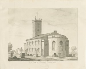 Bloxwich Church：セピア画、1837 作： Thomas Peploe Wood