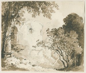 Chartley Castle：鉛筆とウォッシュの描画、ND [1837-1838] 作： Thomas Peploe Wood