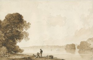 チリントンパーク-プール：セピア色のデッサン、nd [1837-1838]（デッサン）