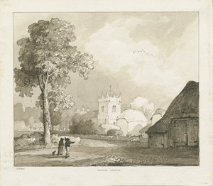 コルトン教会：セピア色の絵 作： Thomas Peploe Wood