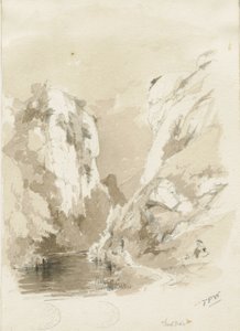 ダブデール-風景：鉛筆とウォッシュの描画、nd [1817-1845]（描画） 作： Thomas Peploe Wood