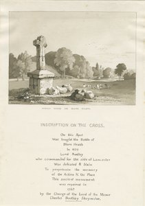 Drayton-in-Hales-&39;Audley Cross on Blore Heath &39;：セピア色の描画 作： トーマス・ペプロー・ウッド