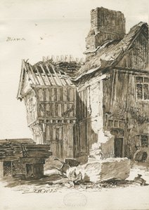 エクルシャル-ビアナホール：セピアペン画、1835 作： Thomas Peploe Wood