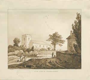 フルフォード教会：セピア色の描画 作： Thomas Peploe Wood