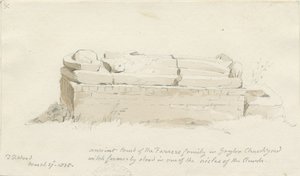 ゲイトン教会：鉛筆とウォッシュのデッサン、1838年3月27日（デッサン） 作： Thomas Peploe Wood