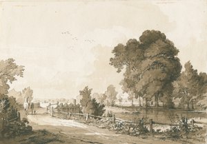 グレートヘイウッド-トレント川の水門：ペンとセピアの絵、1838年7月17日
