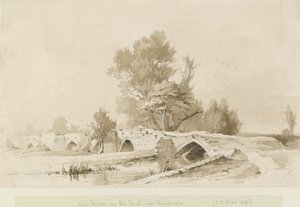 Handsacre-Old High Bridge：セピア画、1839