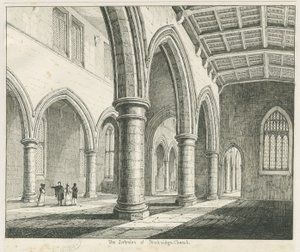 ペンクリッジ教会の内部：ペンとインクの描画、nd [？1837]（描画）