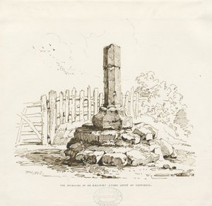 モートン-ストーンクロスはチャットウェルに残っています：ペン画、1838年 作： Thomas Peploe Wood