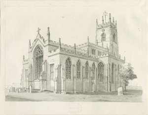 ペンクリッジ教会：ペンとウォッシュのデッサン、nd [1836]（デッサン） 作： Thomas Peploe Wood