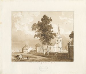 ロールストン教会：赤セピア画、1836年 作： Thomas Peploe Wood