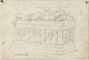 セイフォード教会-ウィリアムとマーシーボウヤーの墓：鉛筆画 作： Thomas Peploe Wood