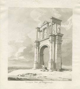 Shugborough-凱旋門：セピア画、1836 作： Thomas Peploe Wood