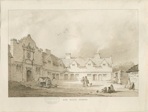 スタッフォード-救貧院：セピア色のデッサン、nd [1837]（デッサン） 作： Thomas Peploe Wood