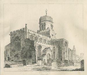 スタッフォード-聖マリー教会：ペンとインクの描画、nd [c 1837]（描画） 作： Thomas Peploe Wood