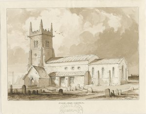 ストークアポントレント教会[旧]：1841年のセピア画 作： Thomas Peploe Wood