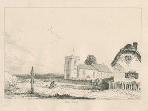 ストウ教会：ペンとインクの描画 作： Thomas Peploe Wood