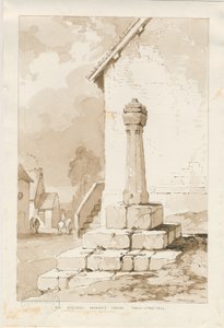Talke-古代市場の十字架：セピア色の描画 作： Thomas Peploe Wood