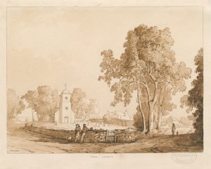 ティクソール教会：赤セピア画、1837年 作： Thomas Peploe Wood