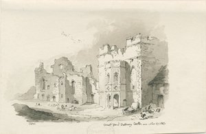 タットベリー城-コートヤード：ペンとウォッシュの描画、1837年11月27日 作： Thomas Peploe Wood