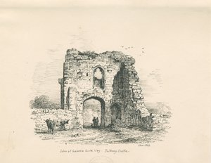 タットベリー城-ジョン・オブ・ゴーントのゲートウェイ：ペンとインクの描画、1839年