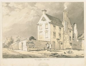 ウェンズフィールド-「オールドホール」：セピア、ペン、色合いの描画、1837 作： Thomas Peploe Wood