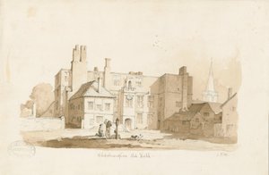 ウォルヴァーハンプトン-オールドホール：セピア色のデッサン、nd [c 1838]（デッサン） 作： Thomas Peploe Wood