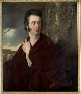 イギリスの詩人バイロン卿（1788～1824）の肖像画とされています。トーマス・フィリップス（1770-1845）による絵画。Ang.
