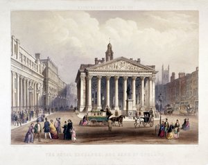王立取引所とイングランド銀行が左に、ロンドン、1851 年