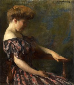 花のガウン、1906年。 作： Thomas Pollock Anshutz