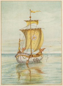 浮遊するペルセウスとアンドロメダ（カラーリトグラフ 作： Thomas Ralph Spence